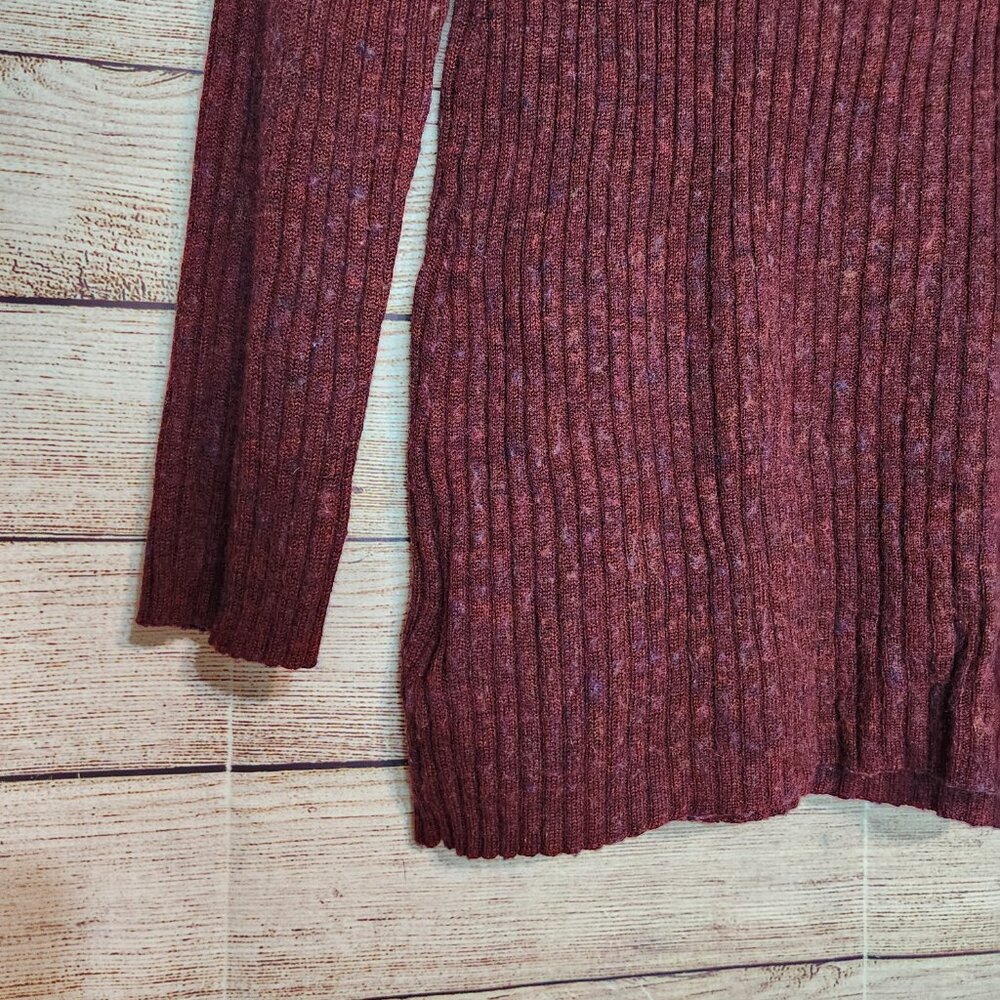 Free People Purple Ribbed Hooded Quarter Zip Wool Blend Sweater Top Size Medium - Picture 14 of 16